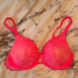 Victoria’s Secret Hot Pink lace push-up bra